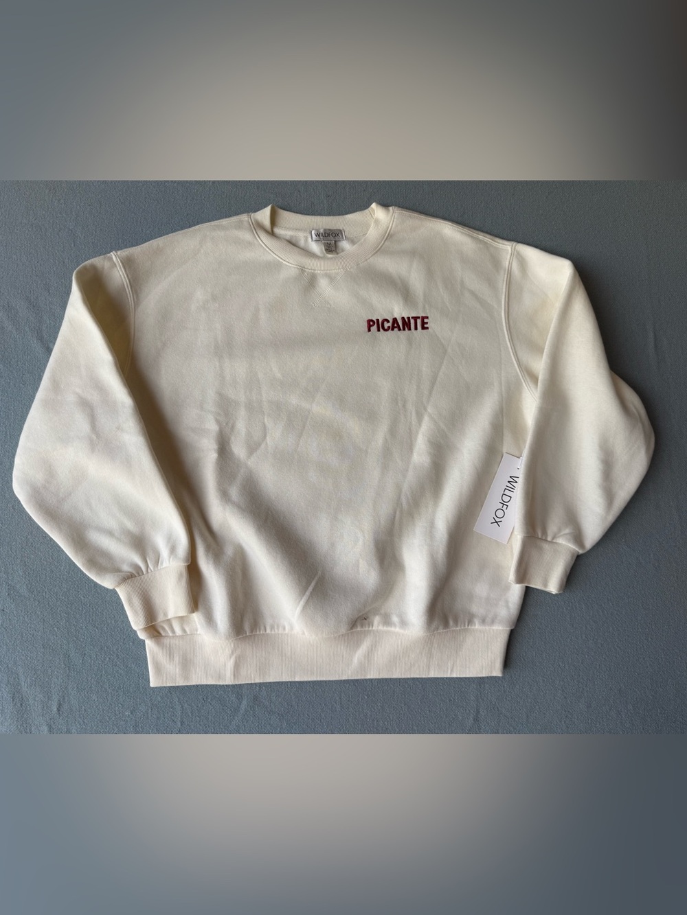 Wildfox Kids Cream Sweatshirt with Burgundy 'PICANTE' Embroidery